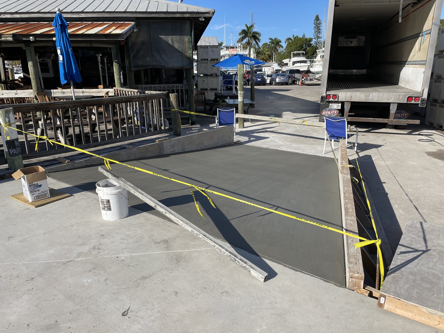 Finished concrete slab on the Cortez waterfront at Swordfish Grill